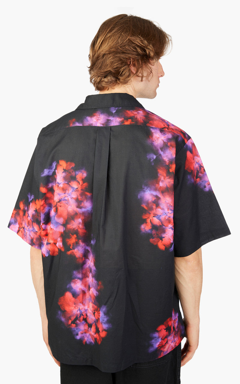 Markaware Flower Printed Open Collar Shirt S/S Black