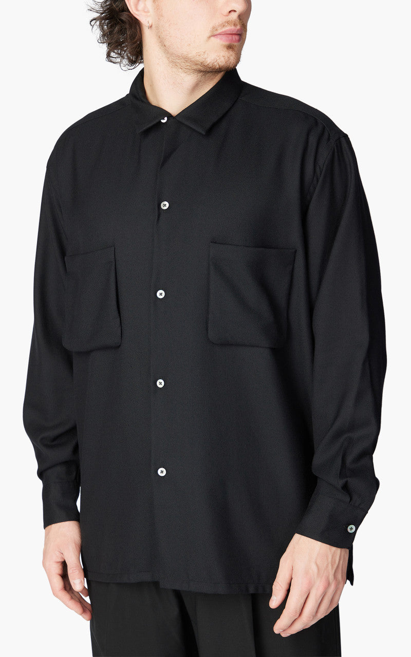 Markaware Viyella Open Collar Shirt Black