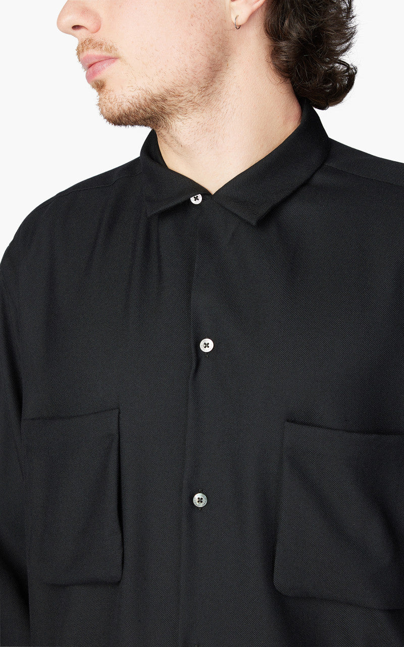 Markaware Viyella Open Collar Shirt Black
