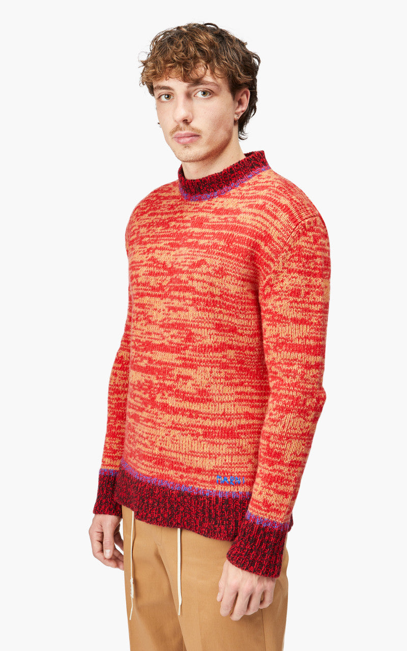 Marni Maglia Girocollo Mouline Wool Roundneck Sweater Lacquer