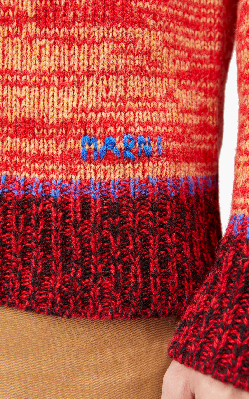 Marni Maglia Girocollo Mouline Wool Roundneck Sweater Lacquer