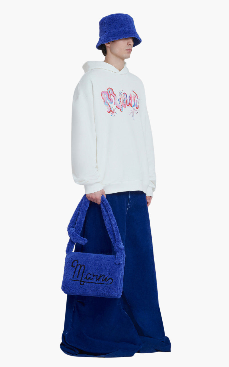 Marni Logo Print Hoodie White