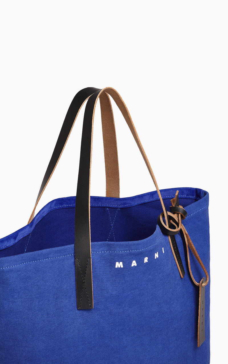 Marni Tote N/S Bag Flocked Denim Blue