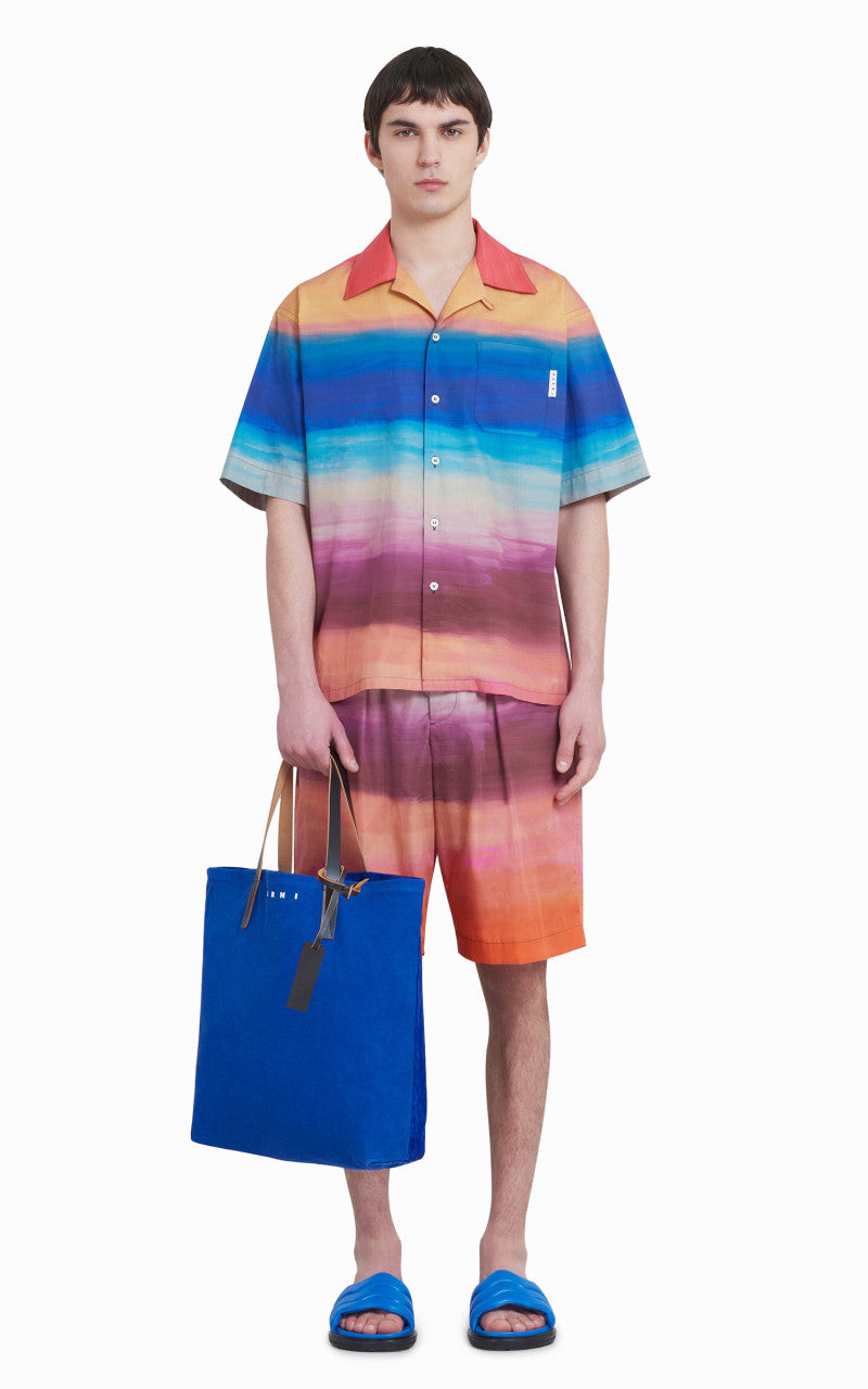 Marni Tote N/S Bag Flocked Denim Blue