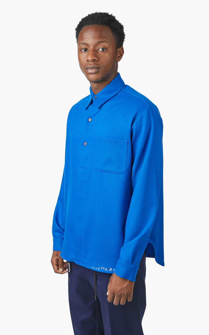 Marni Uomo Wool Flannel Shirt Mazarine Blue
