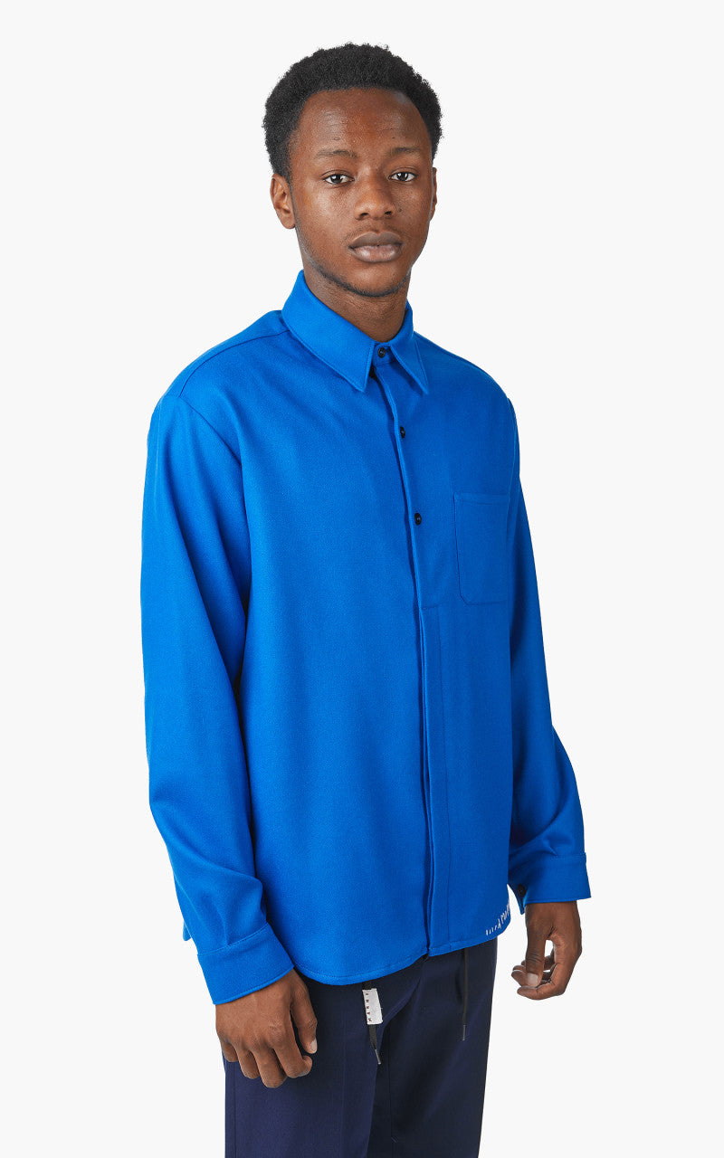 Marni Uomo Wool Flannel Shirt Mazarine Blue