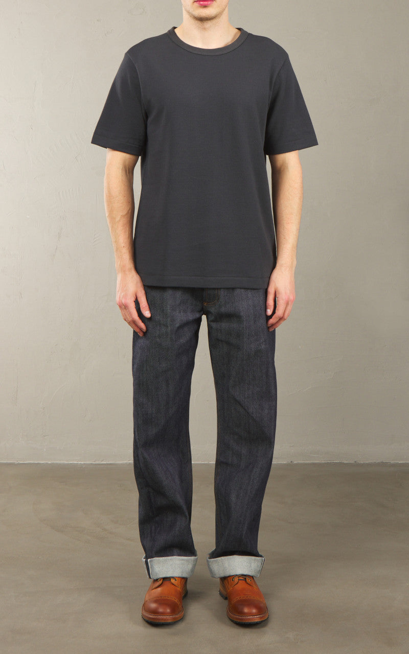 Merz b. Schwanen 214PK Crew Neck Pikée Tee Charcoal