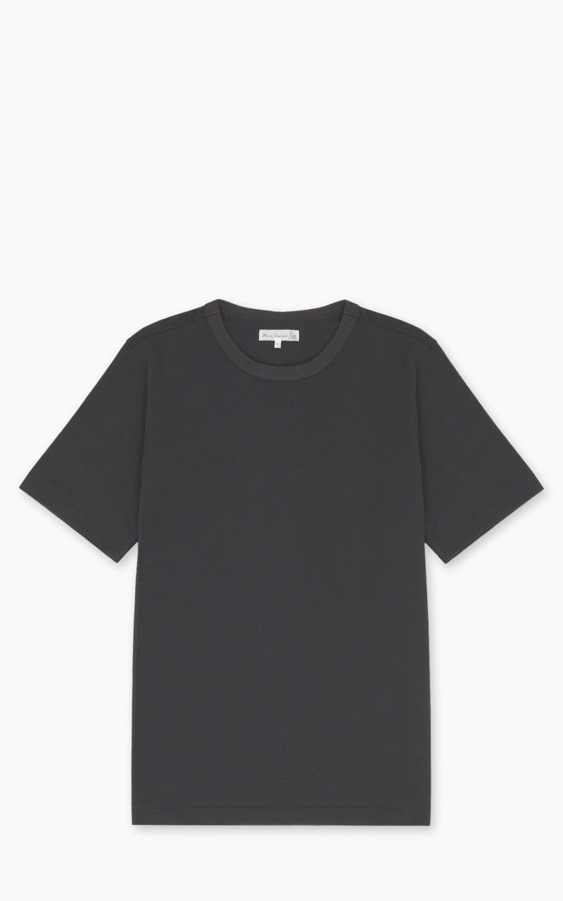Merz b. Schwanen 214PK Crew Neck Pikée Tee Charcoal