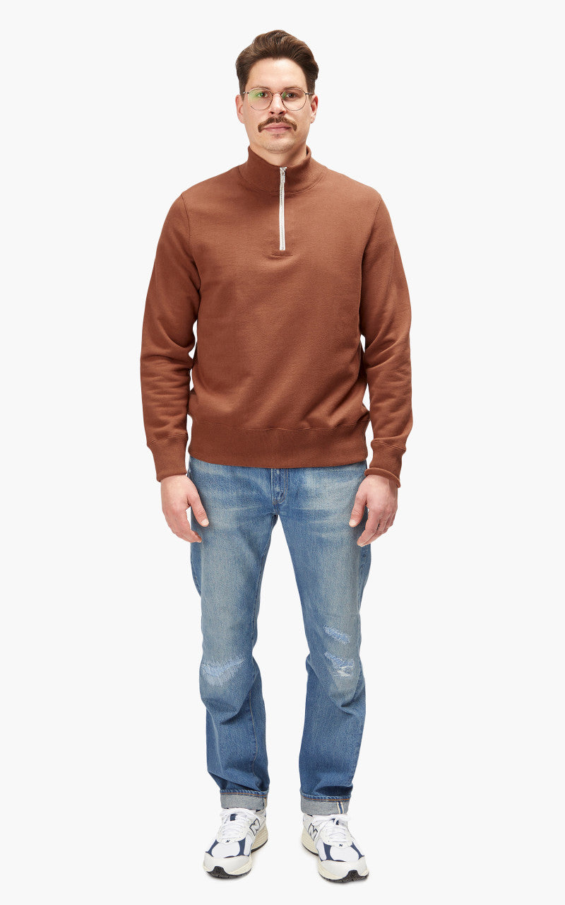 Merz b. Schwanen 343Z Sweatshirt Half Zip Mock Neck Tan