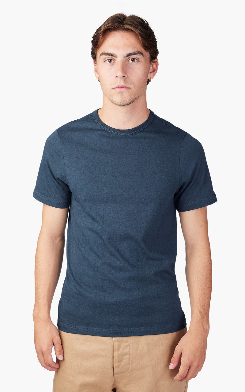 Merz b. Schwanen 215 Heavyweight Crew Neck Tee Mineral Blue