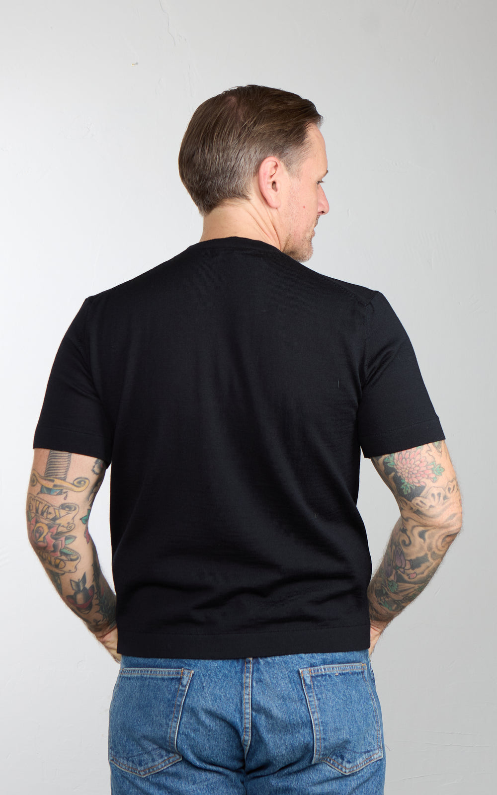 Merz b. Schwanen MERINOTEE01 Merino Wool T-Shirt Deep Black