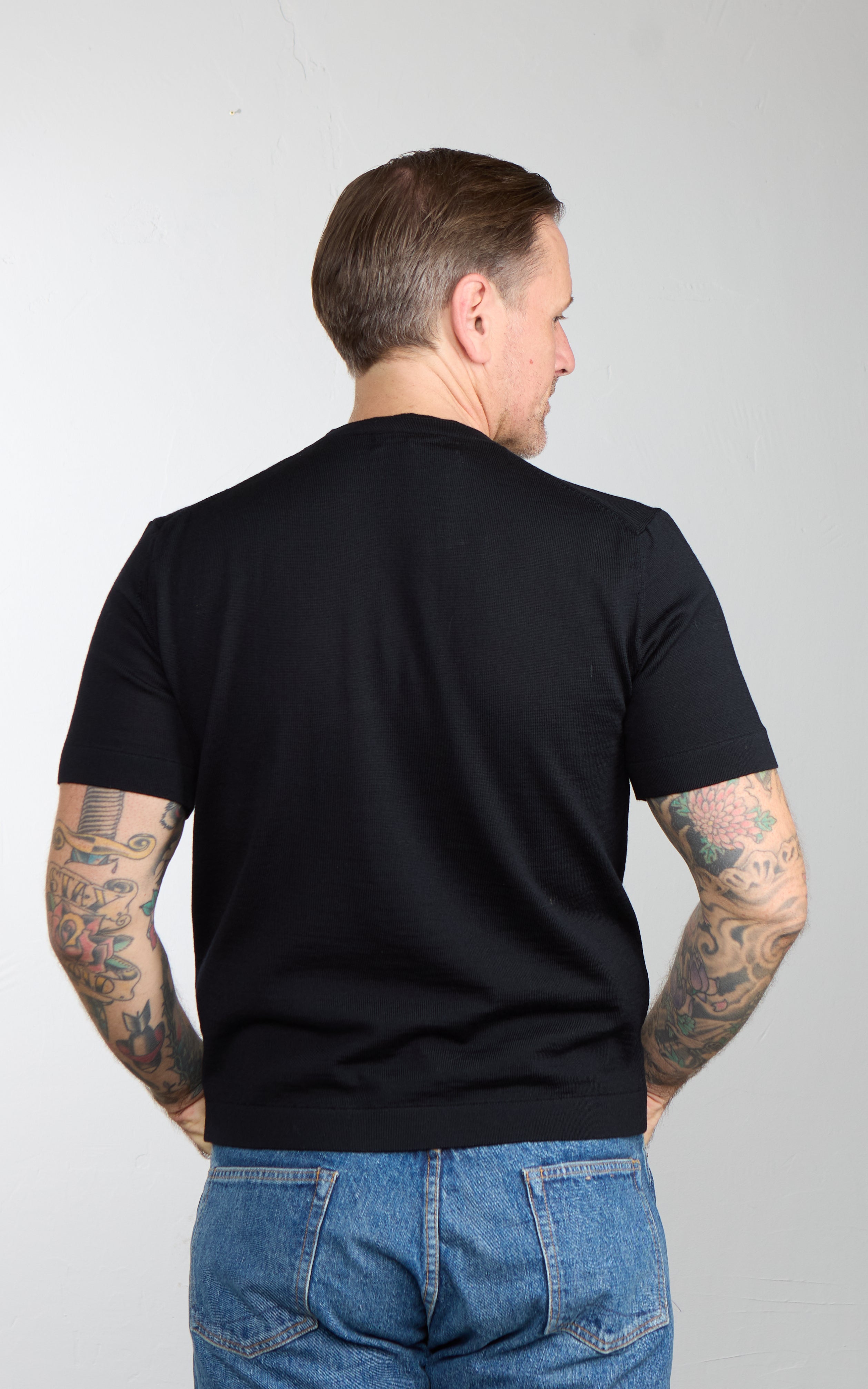 Merz b. Schwanen MERINOTEE01 Merino Wool T-Shirt Deep Black