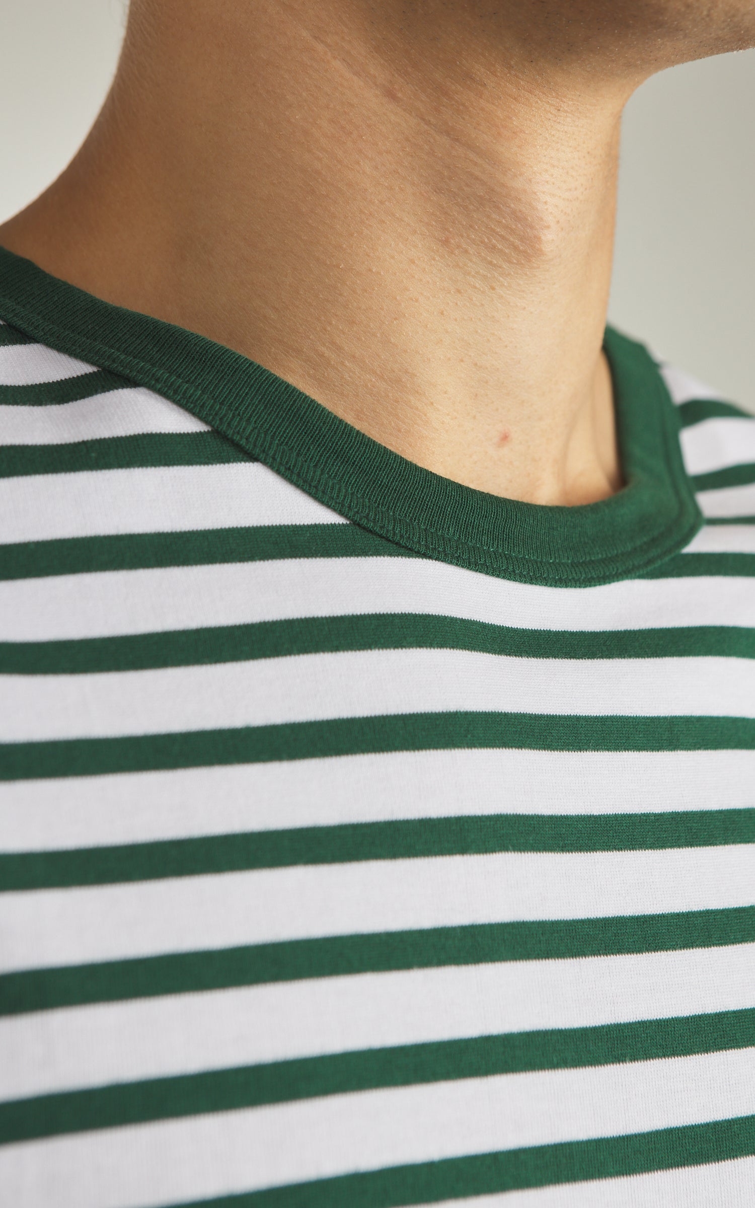 Merz b. Schwanen 2M14 Striped Crew Neck Tee Green/White