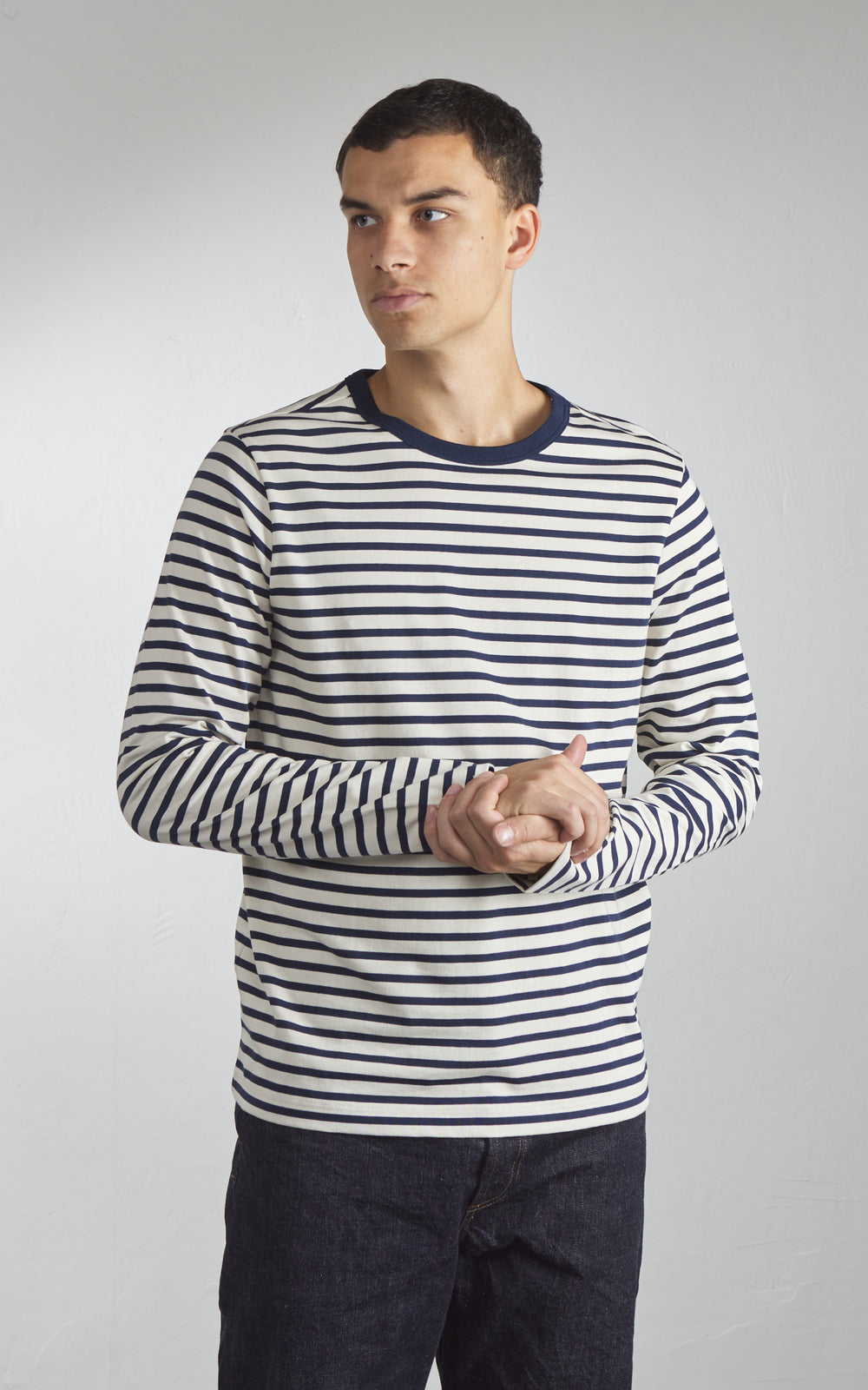 Merz b. Schwanen 2M18 Loopwheeled Longsleeve T-Shirt Ink/Nature