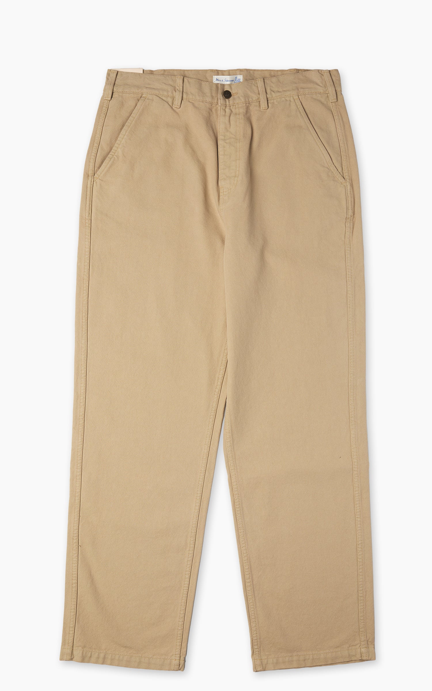 Merz b. Schwanen BERLIN01 Cotton Canvas Straight Leg Pants Khaki