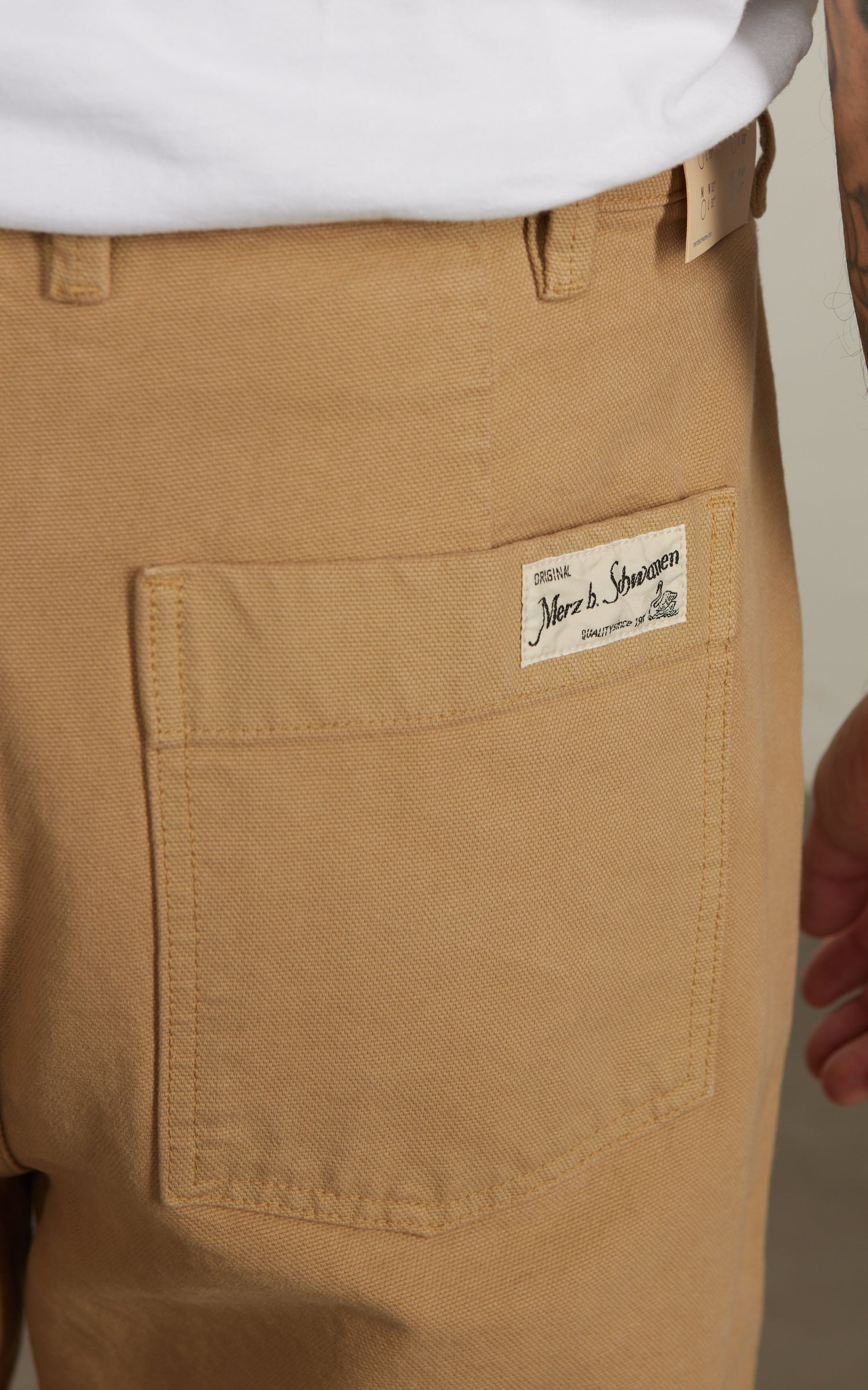 Merz b. Schwanen BERLIN01 Cotton Canvas Straight Leg Pants Khaki
