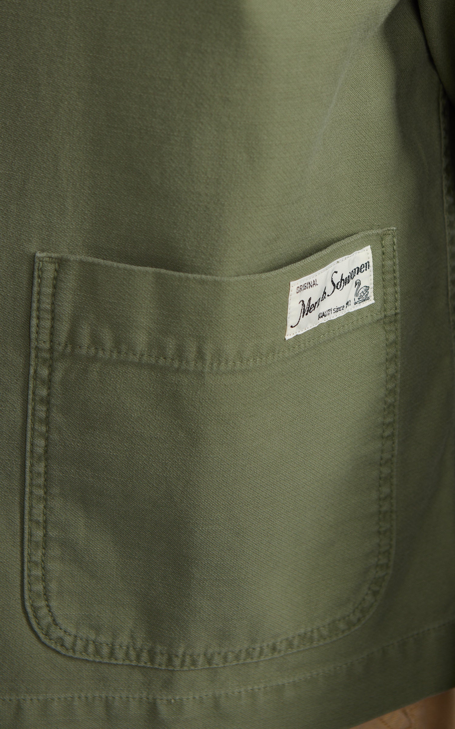 Merz b. Schwanen JKT08SC Sateen Canvas Cropped Workers Jacket Army