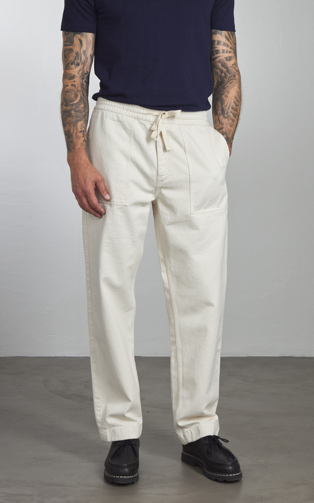 Merz b. Schwanen PANTS05 Broken Twill Drawstring Pants Nature