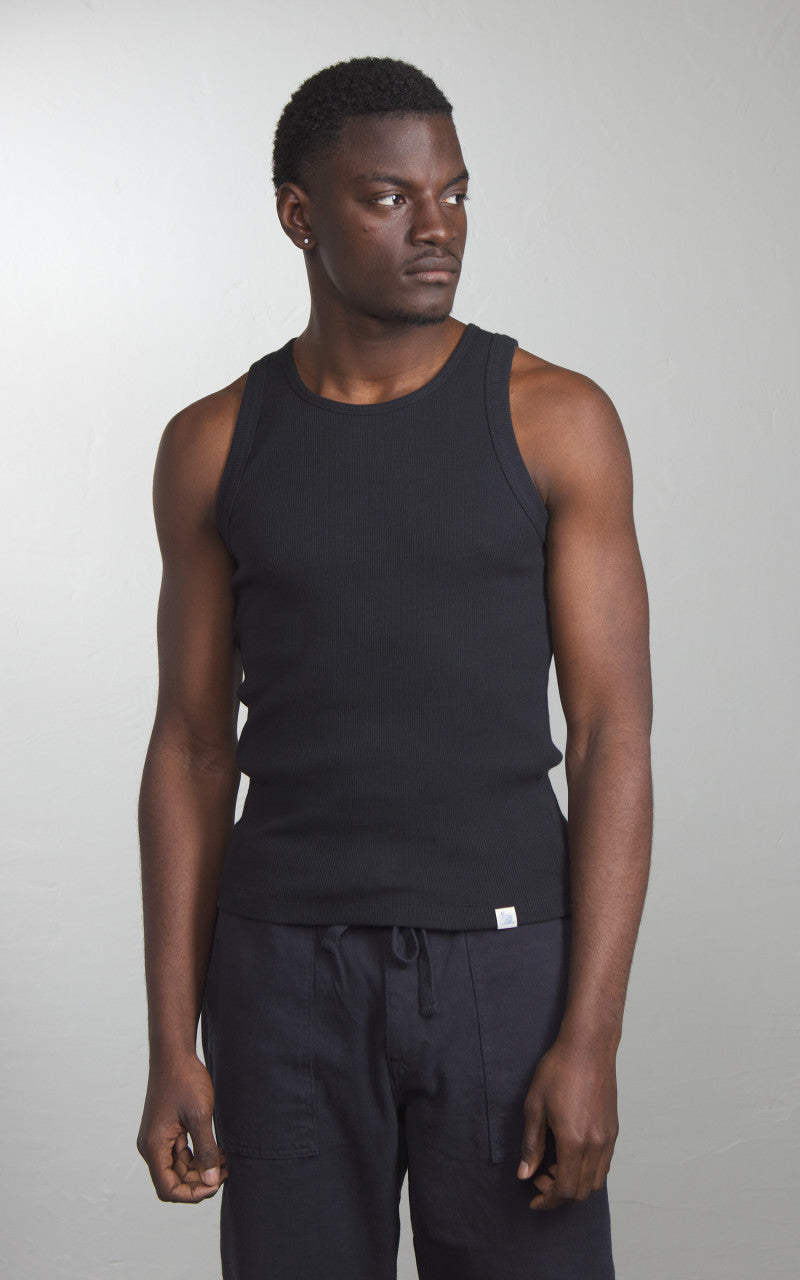 Merz b. Schwanen RIBTANK01 Ribbed Tank Top Charcoal