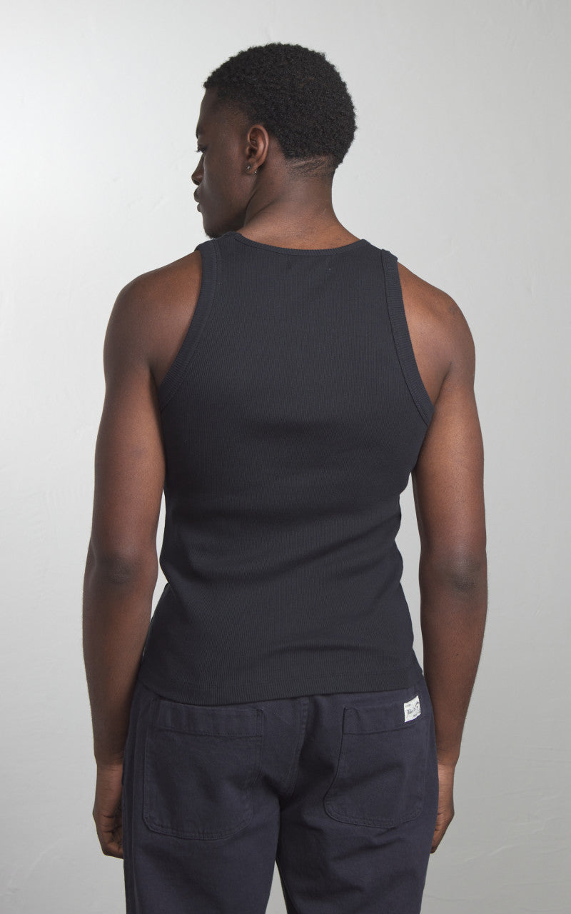 Merz b. Schwanen RIBTANK01 Ribbed Tank Top Charcoal