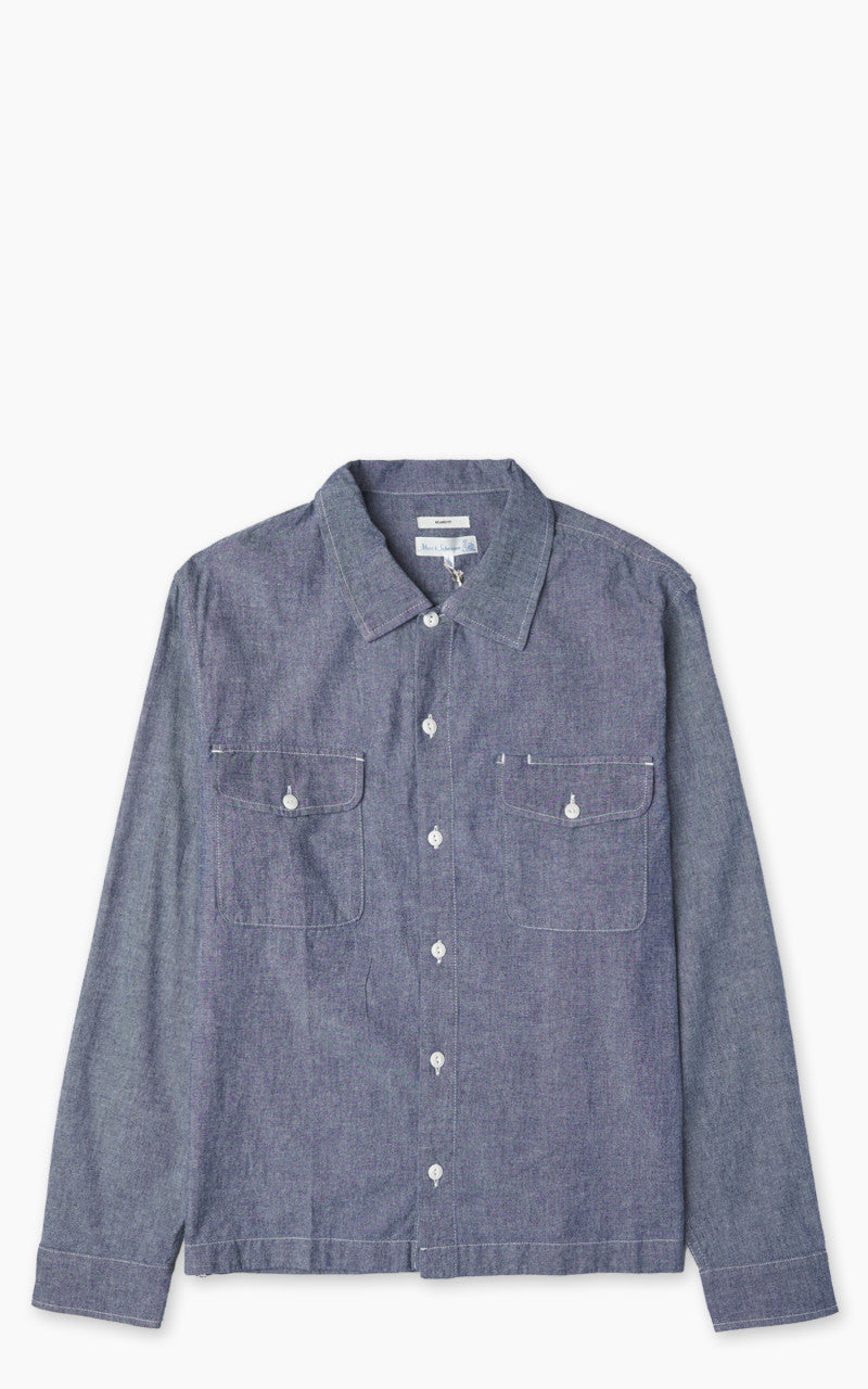 Merz b. Schwanen SHIRT06CH Chambray Shirt Denim Blue