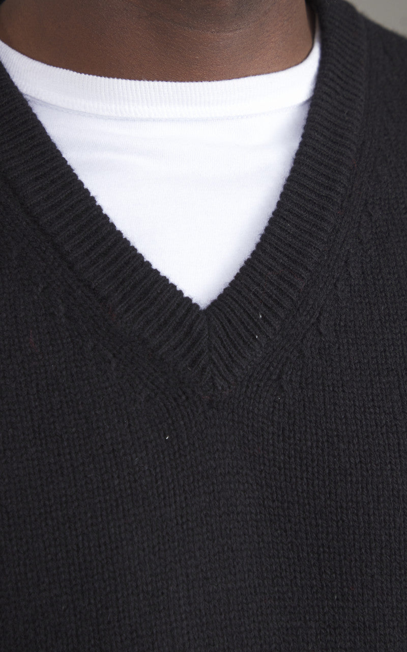 Merz b. Schwanen LOVE03 Merino Cashmere Vest Deep Black