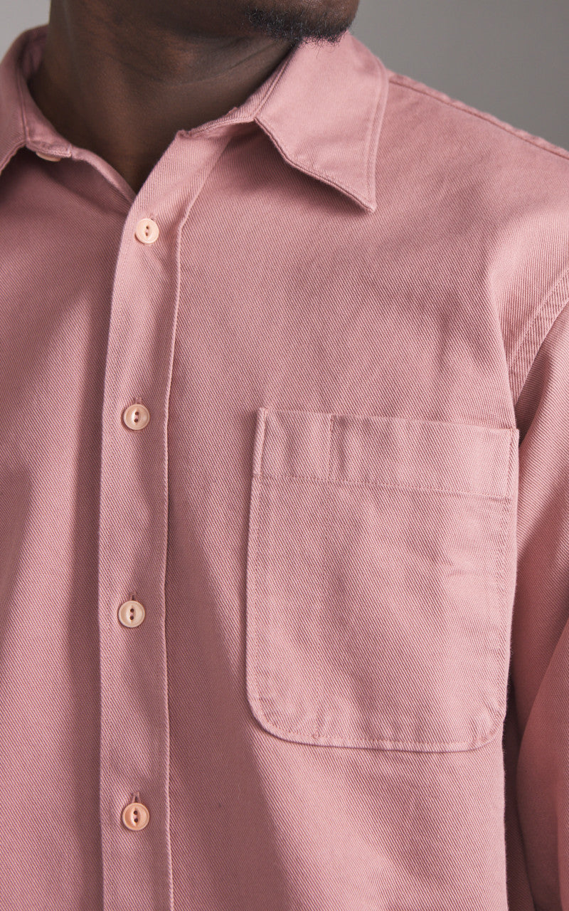 Merz b. Schwanen SHIRT01T Relaxed Fit Broken Twill Shirt Rosewood