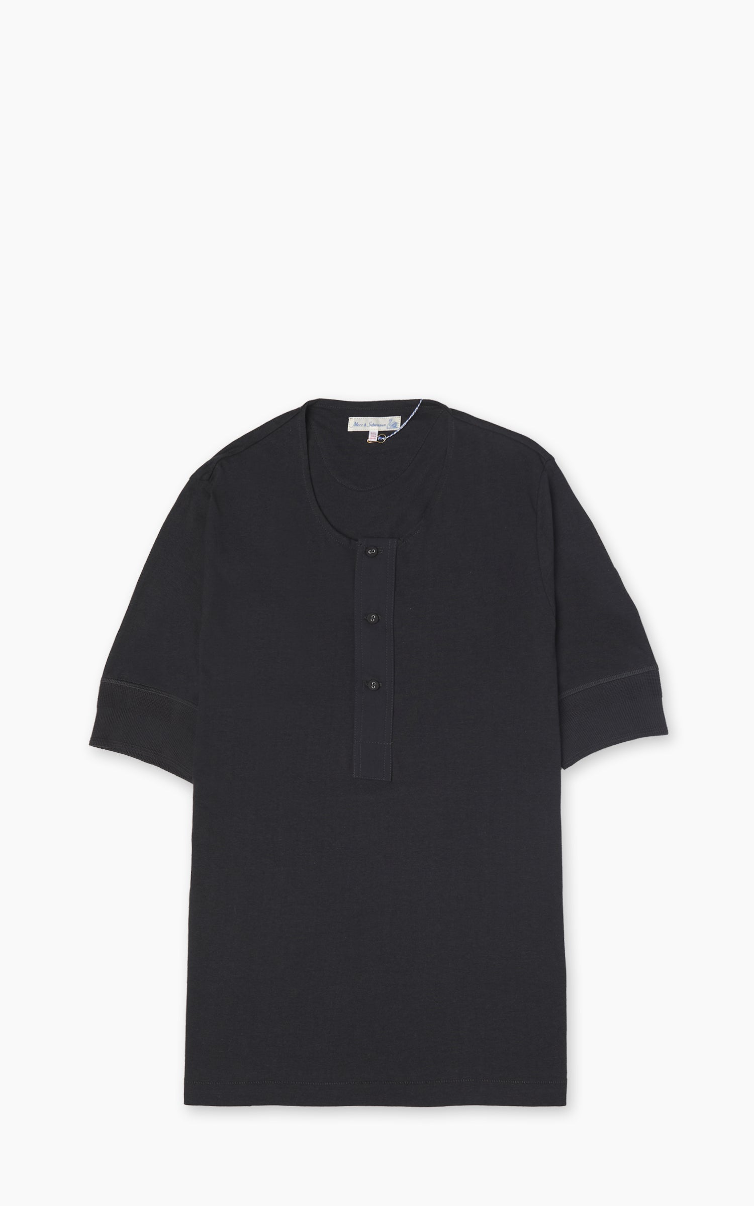 Merz b. Schwanen 2M07 Vintage Machine Refined Short Sleeve Deep Black