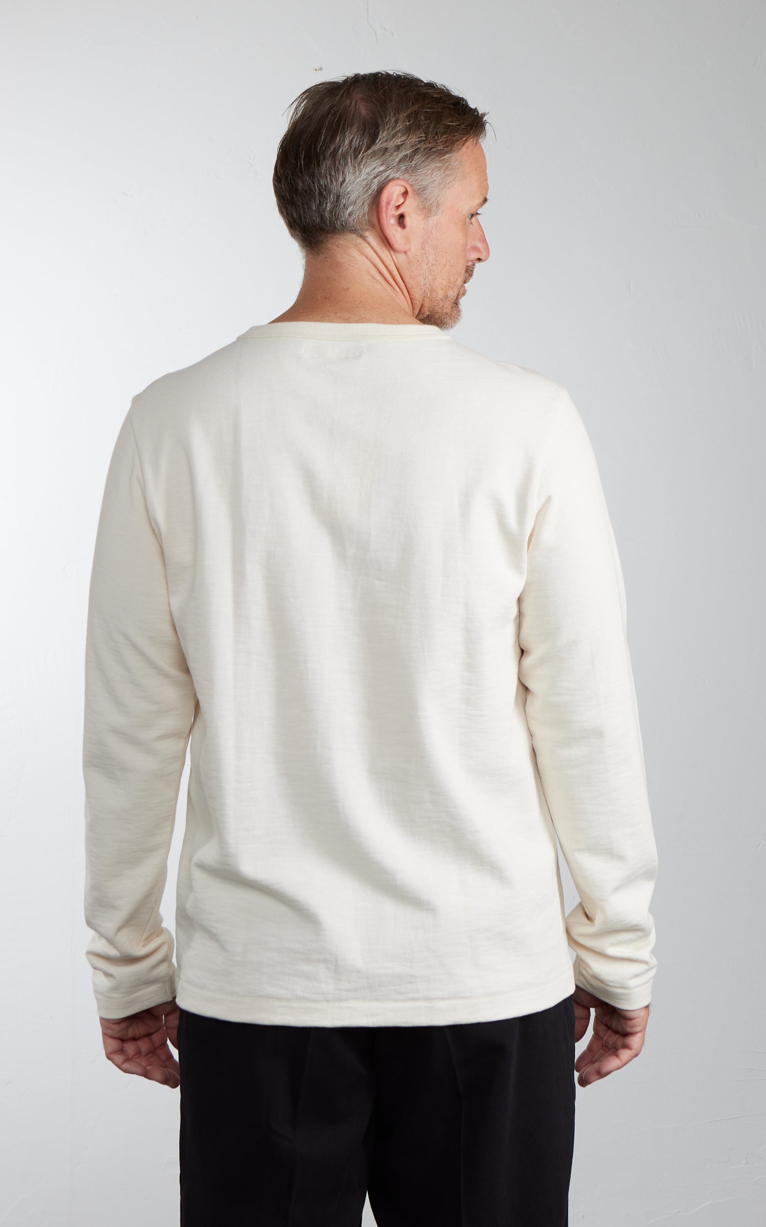 Merz b. Schwanen 2S08 Loopwheeled Heavyweight Long Sleeve Henley Nature