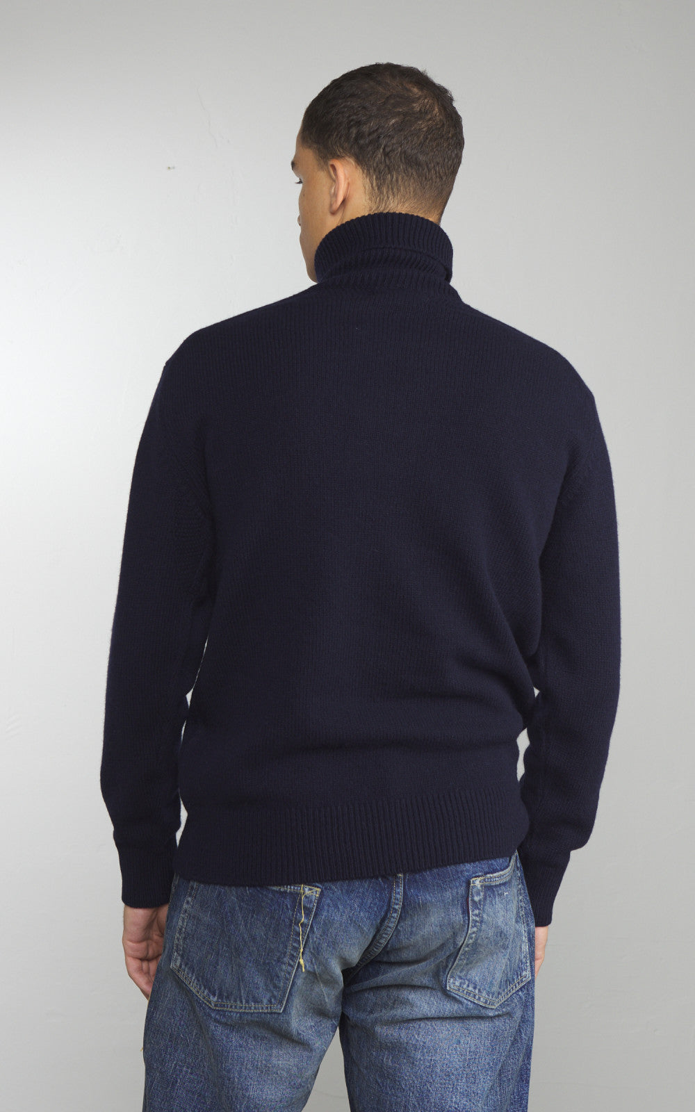 Merz b. Schwanen LOCT01 Roll Neck Pullover Wool Dark Navy