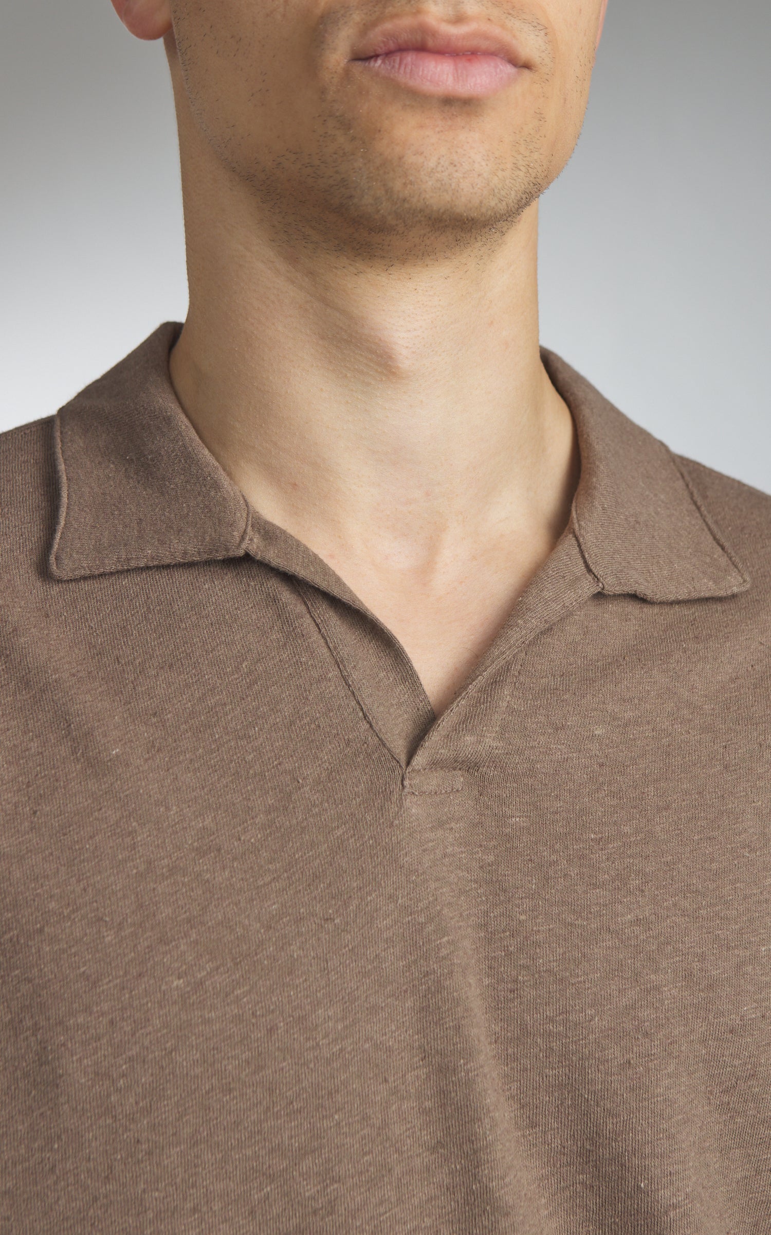 Merz b. Schwanen LINEN02 Polo Shirt Faded Grain