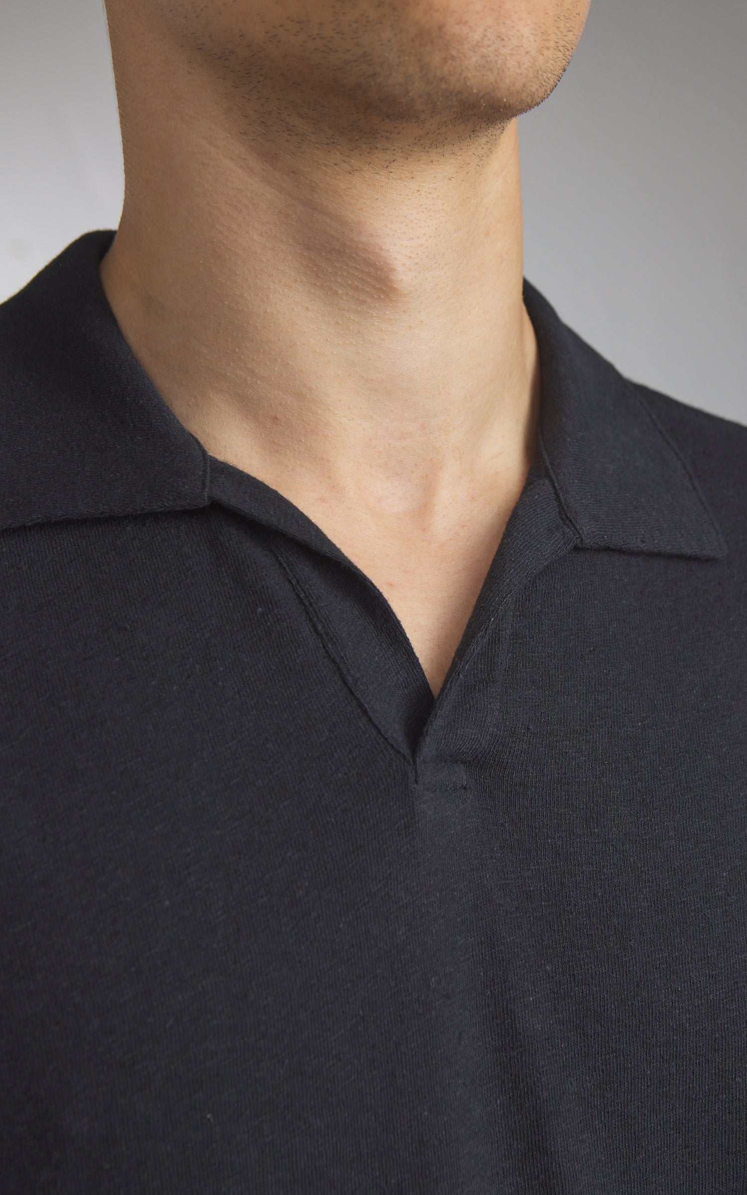 Merz b. Schwanen LINEN02 Polo Shirt Deep Black