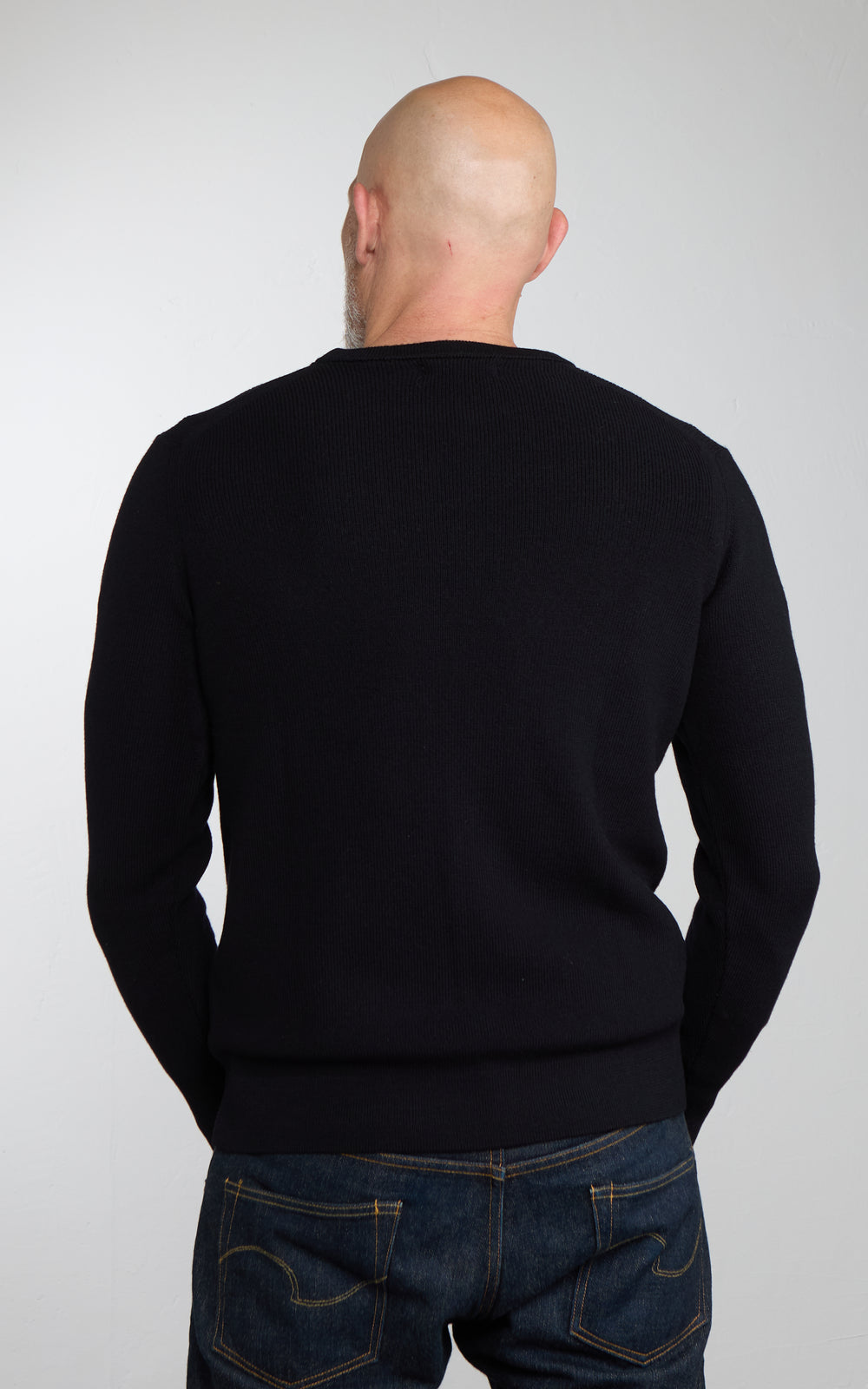 Merz b. Schwanen MWCC01 Classic Crew Merino Pullover Deep Black