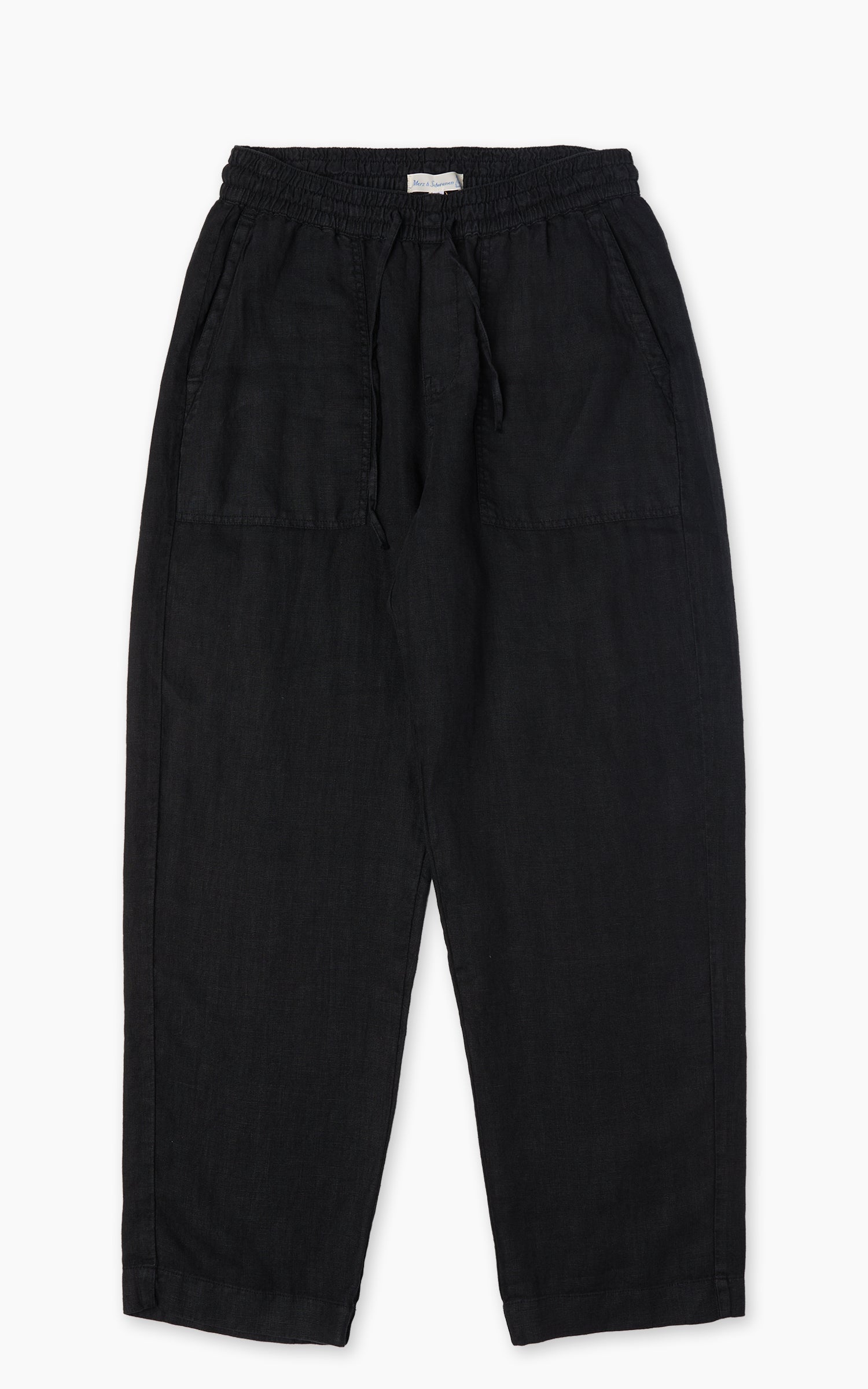 Merz b. Schwanen PANTS05LI Linen Drawstring Pants Deep Black