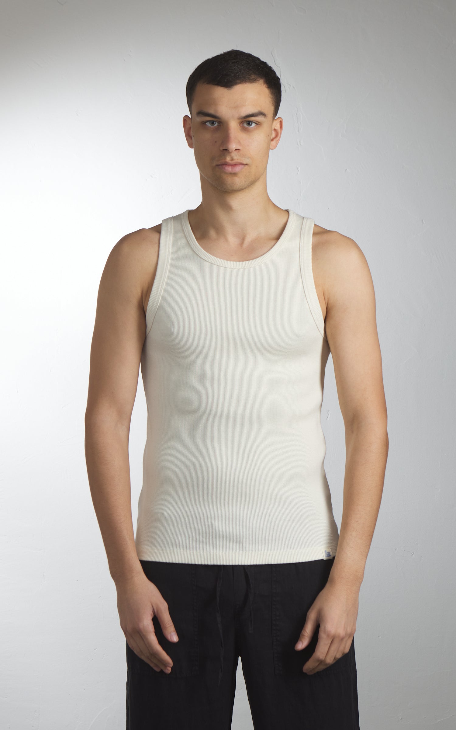 Merz b. Schwanen RIBTANK01 Ribbed Tank Top Nature