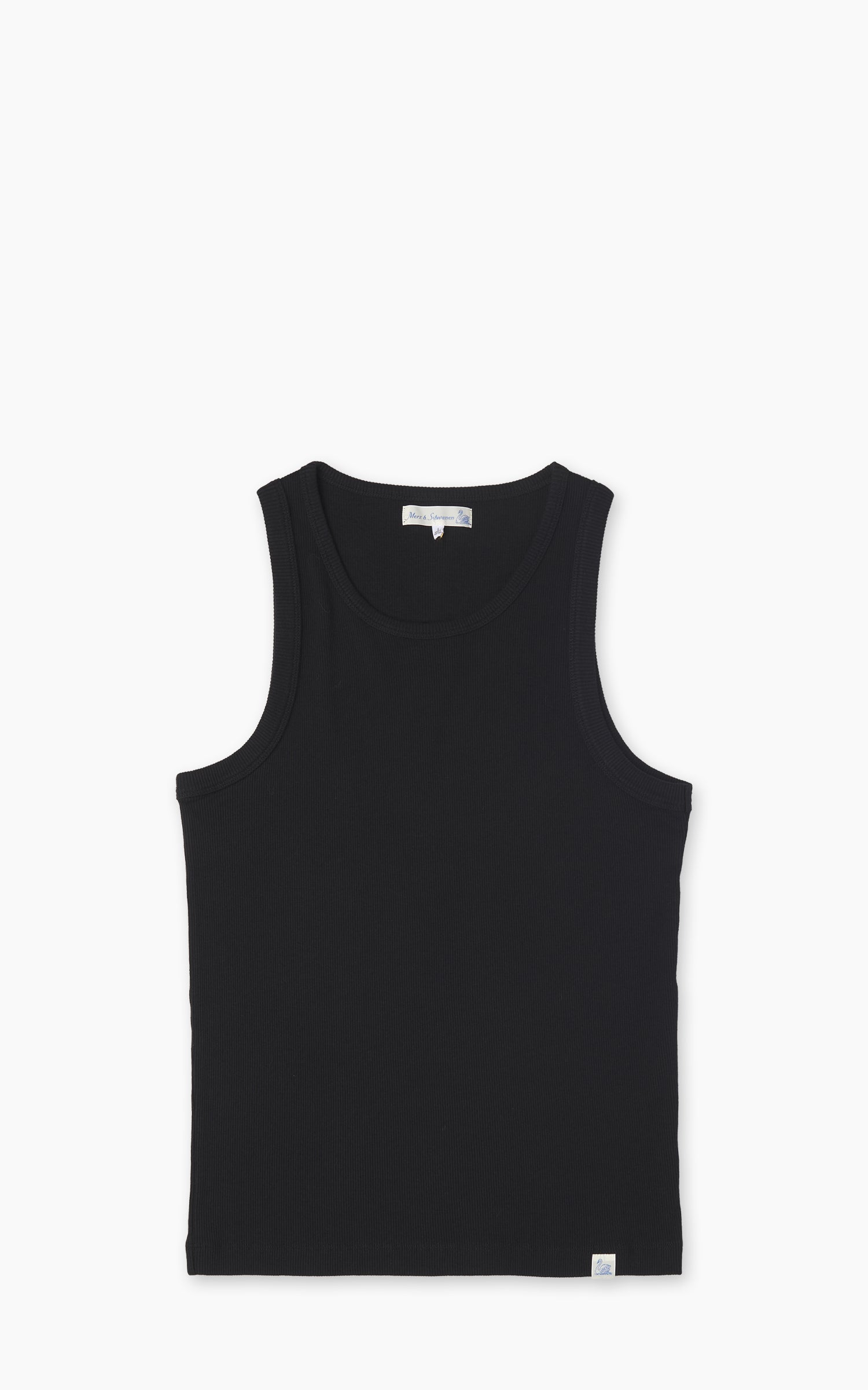 Merz b. Schwanen RIBTANK01 Ribbed Tank Top Deep Black