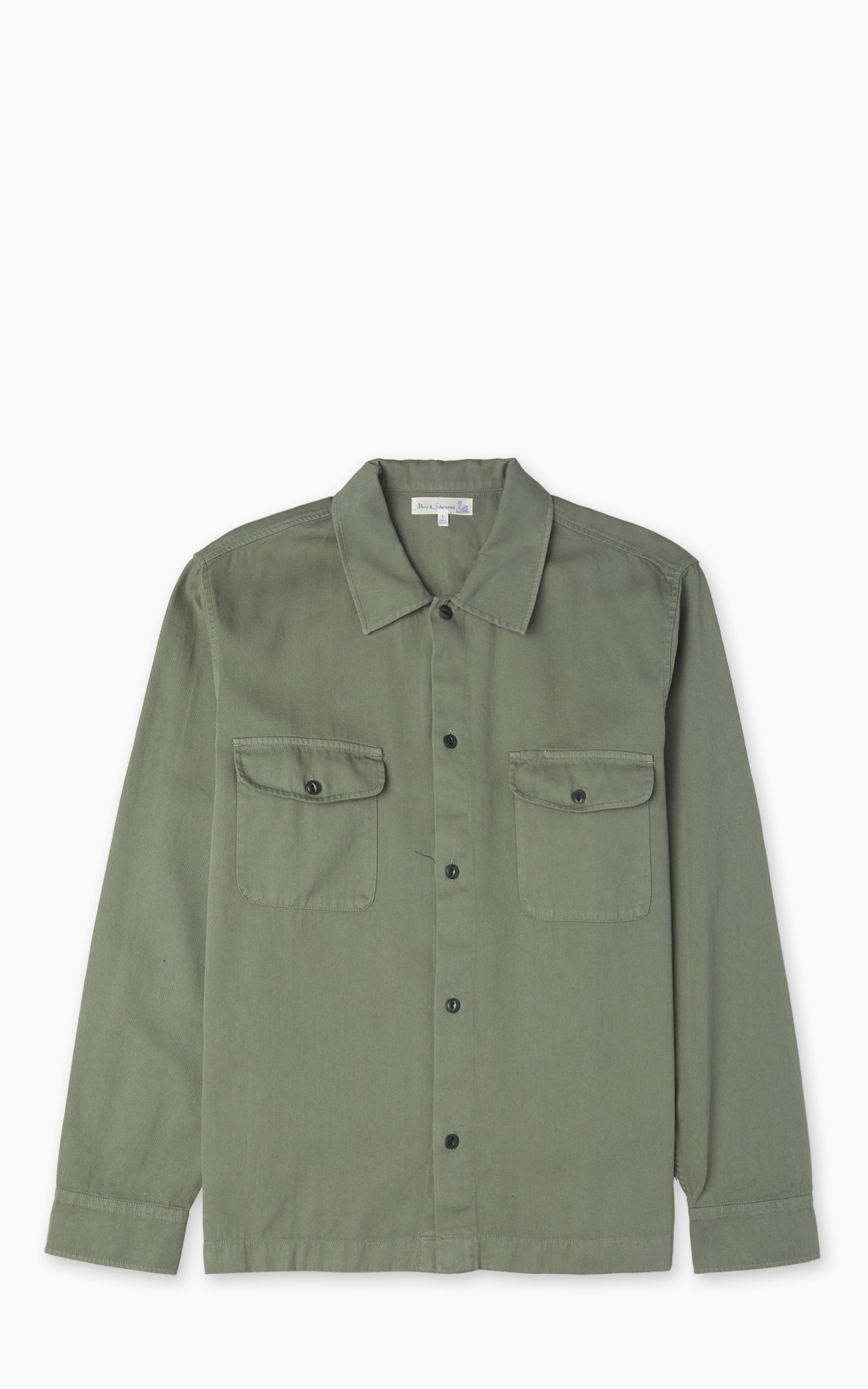 Merz b. Schwanen SHIRT06RT Cotton Twill Shirt Light Army