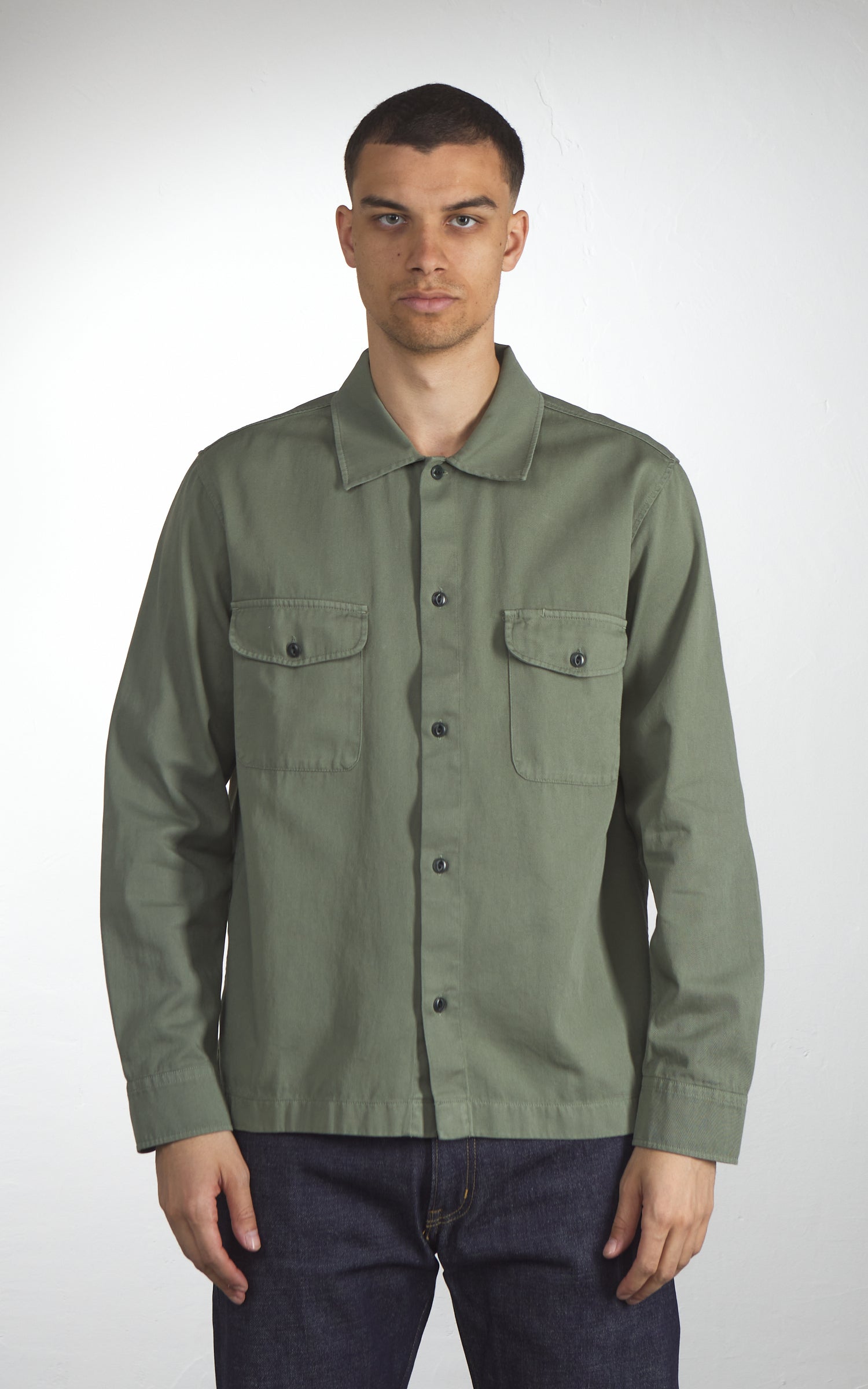 Merz b. Schwanen SHIRT06RT Cotton Twill Shirt Light Army
