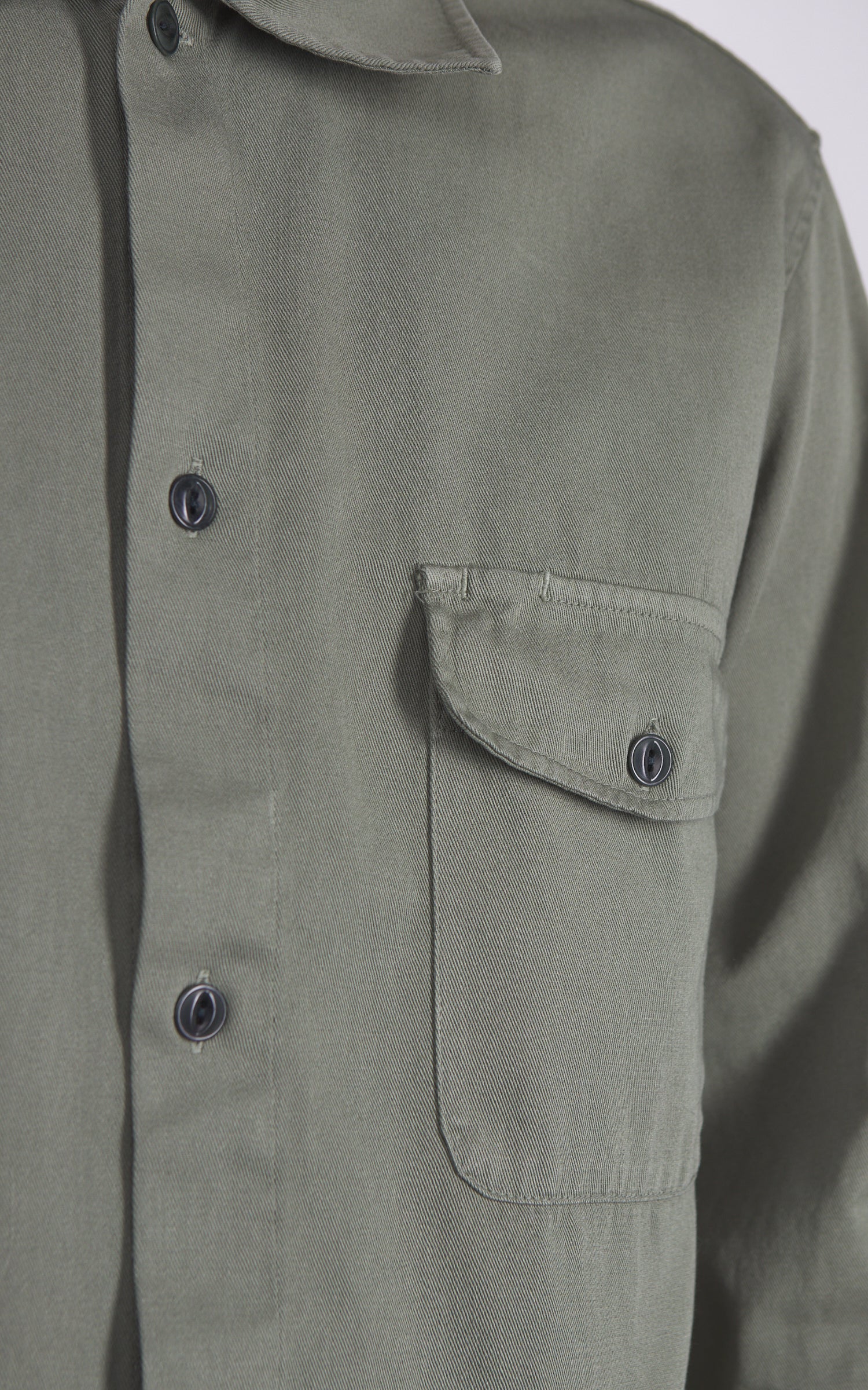 Merz b. Schwanen SHIRT06RT Cotton Twill Shirt Light Army