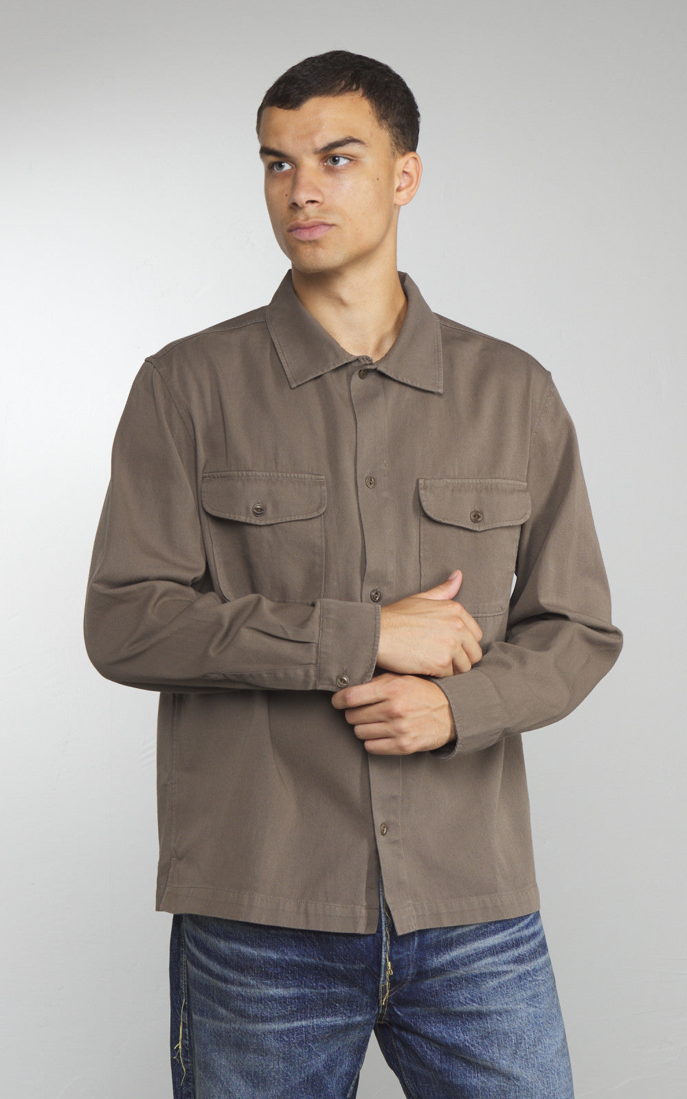 Merz b. Schwanen SHIRT06RT Cotton Twill Shirt Grain