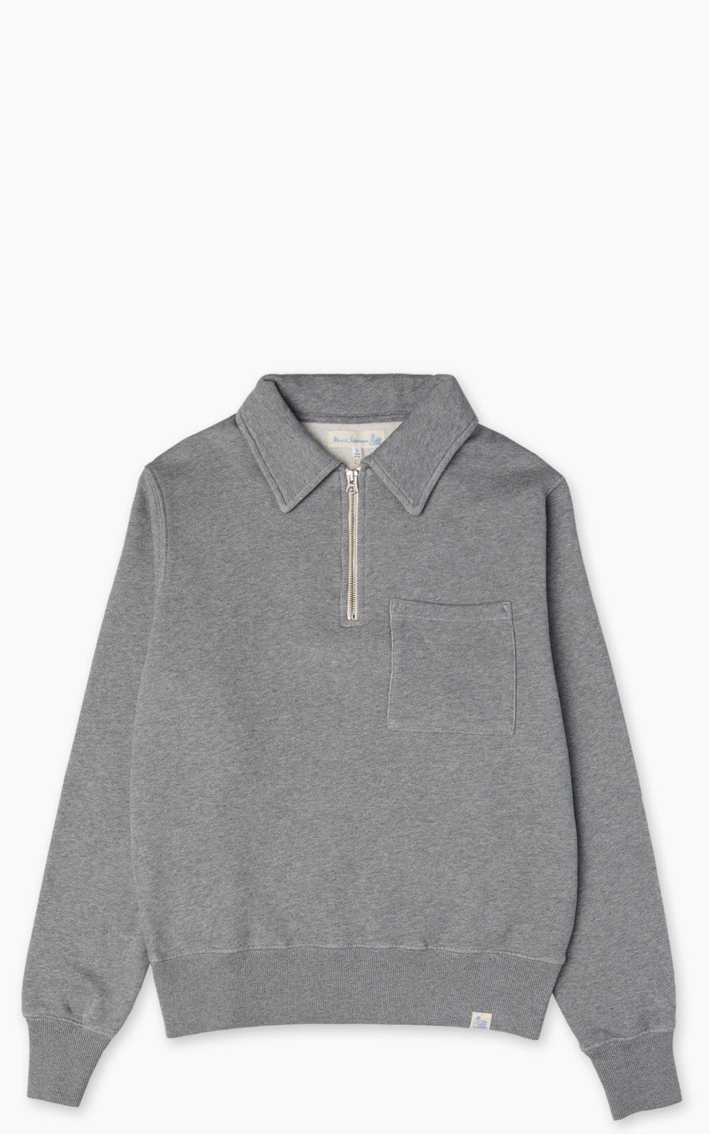 Merz b. Schwanen ZIPC01 Zip Collar Sweatshirt Grey Melange