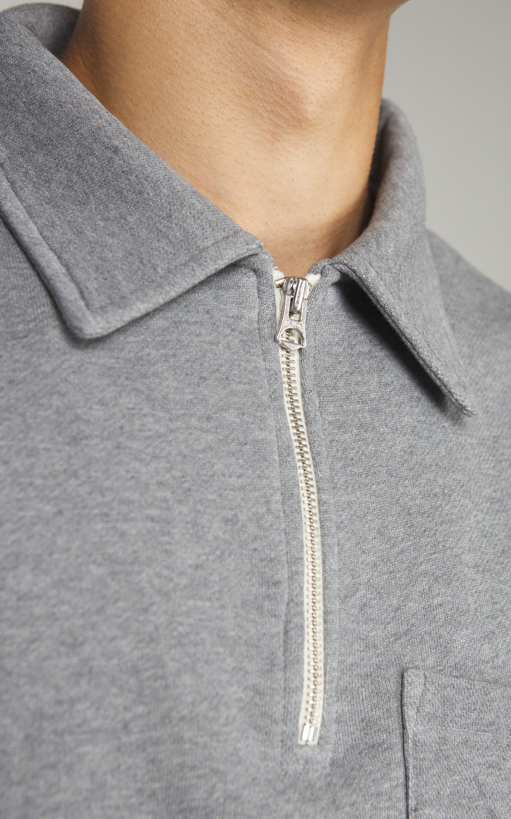 Merz b. Schwanen ZIPC01 Zip Collar Sweatshirt Grey Melange
