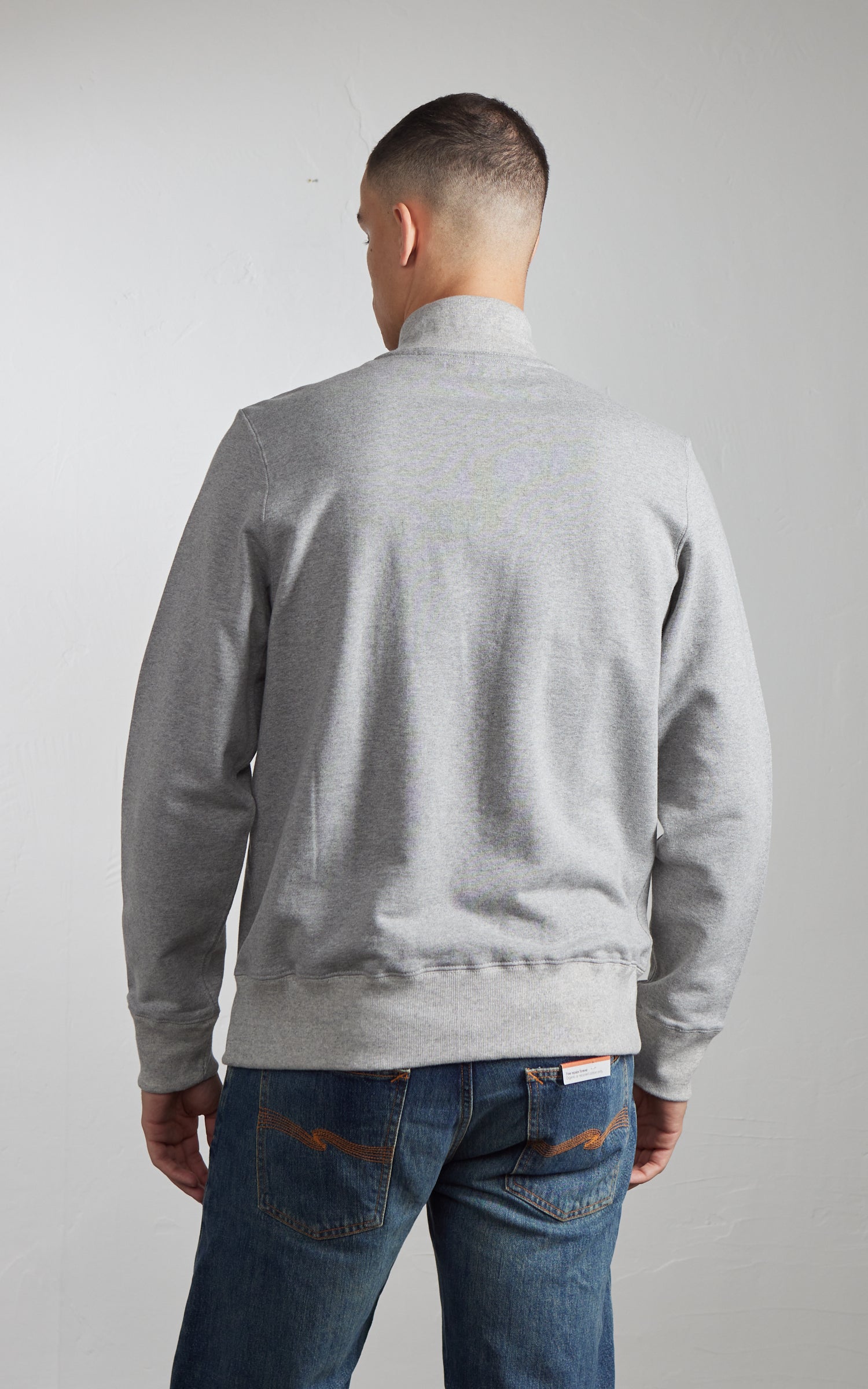 Merz b. Schwanen 343Z Sweatshirt Half Zip Mock Neck Grey Melange