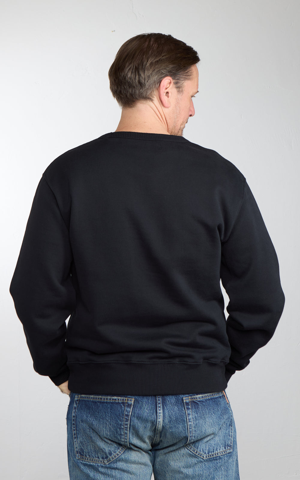 Merz b. Schwanen CREW02 Authentic Fleece Classic Fit Sweatshirt Deep Black