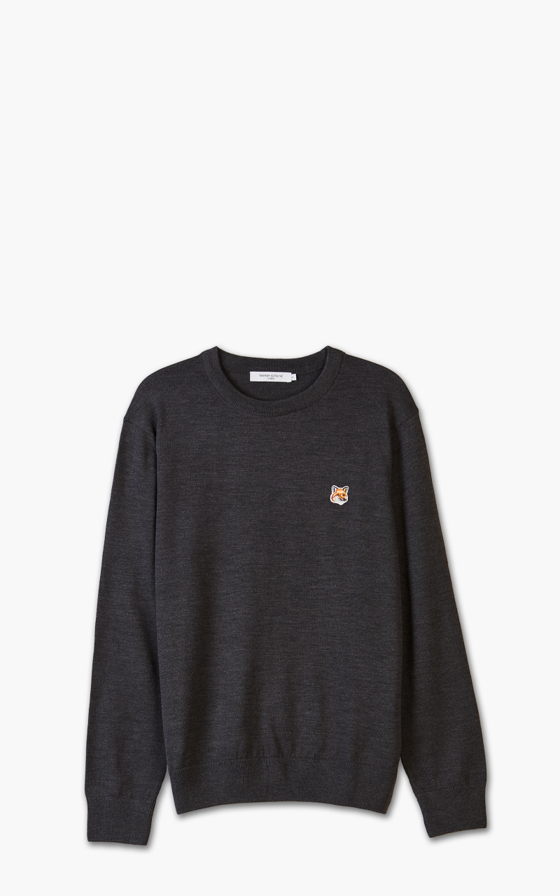 Maison Kitsuné Regular R-Neck Sweatshirt Fox Head Patch Anthracite Melange