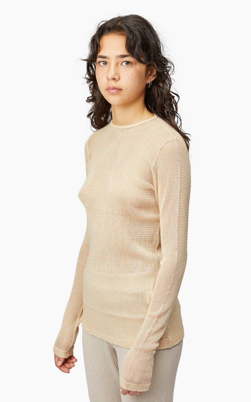 Auralee W Wool Rashel Mesh L/S Tee Light Beige