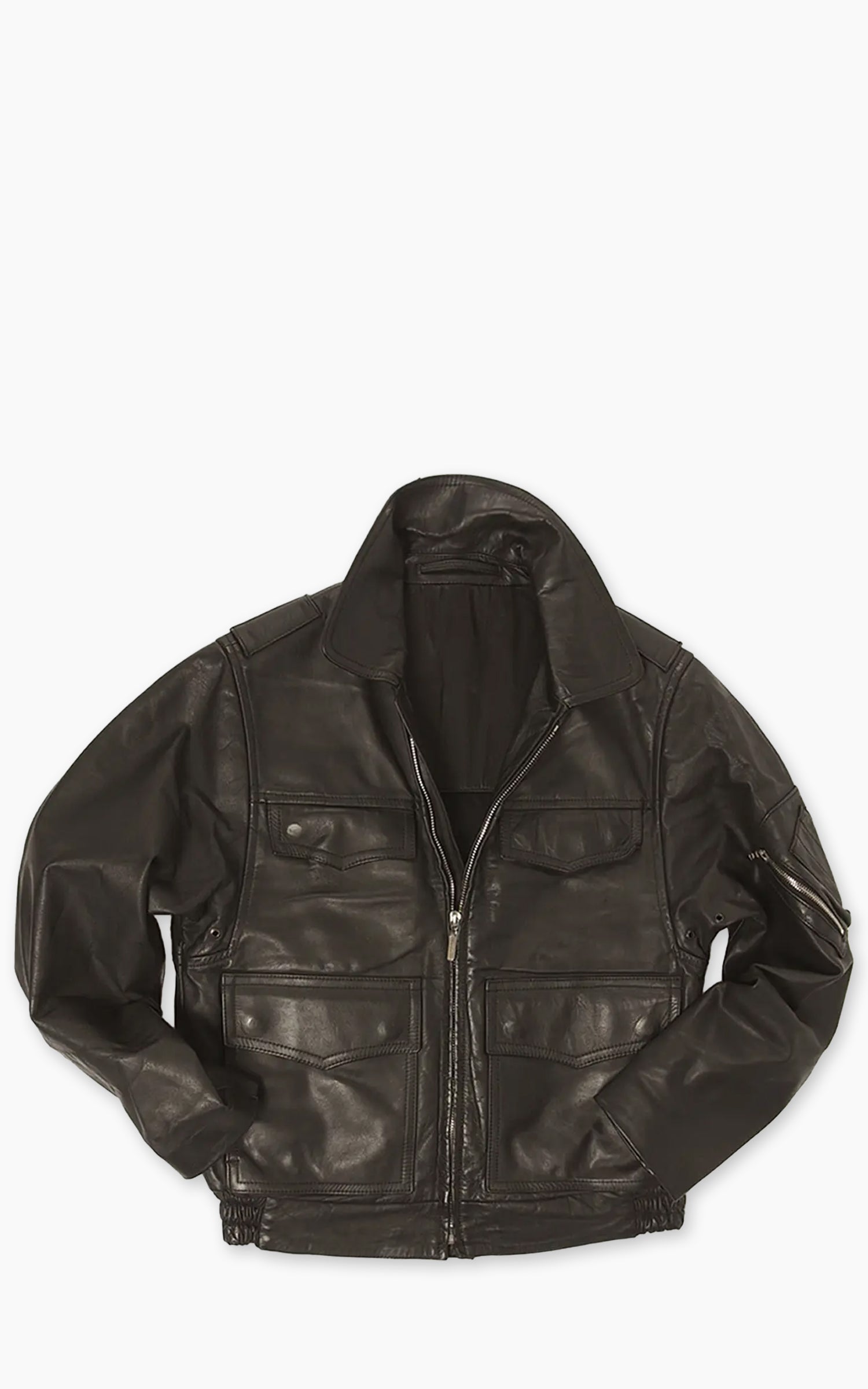 Military Surplus Polizei Leather Jacket Black