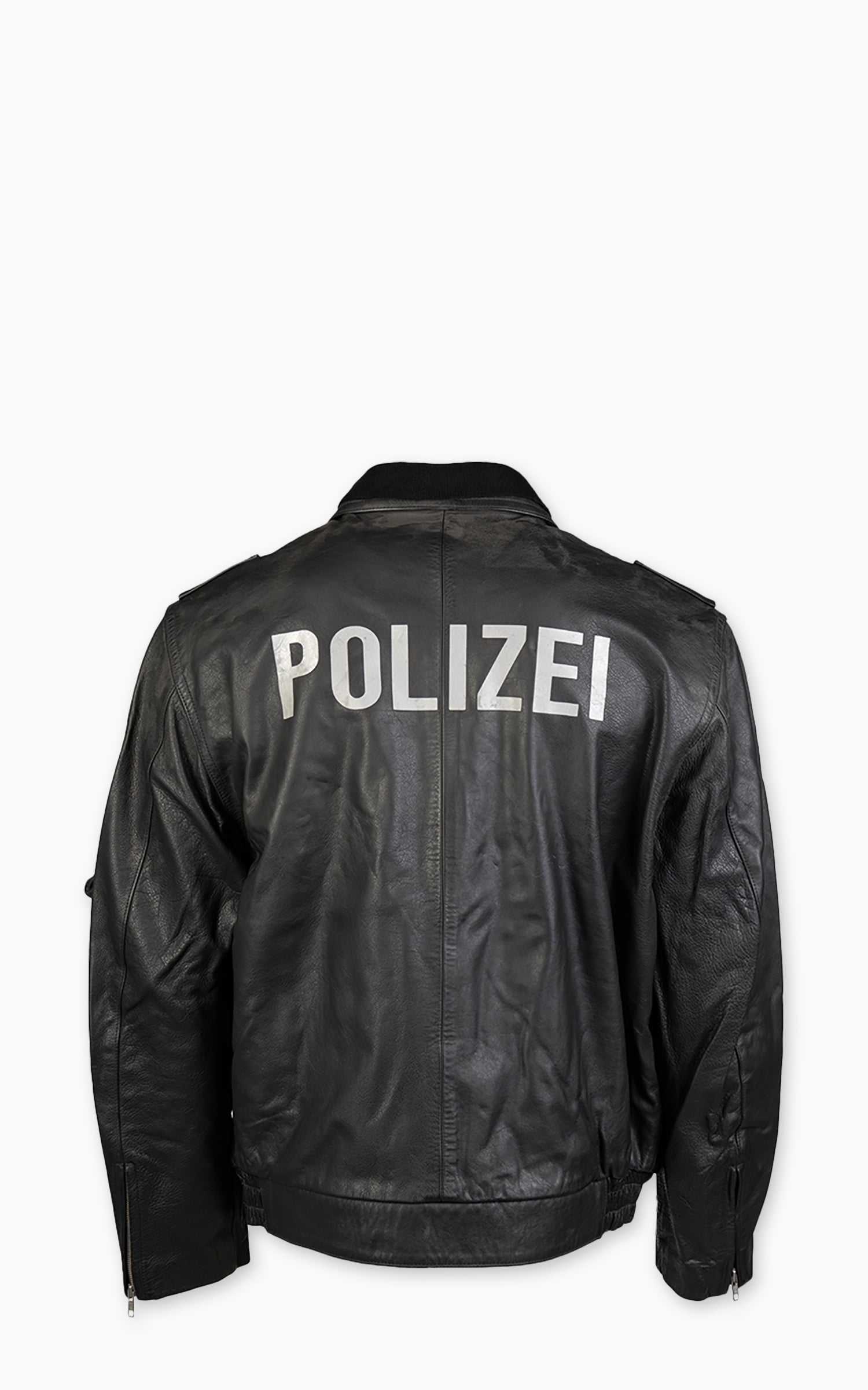 Military Surplus Polizei Leather Jacket Black