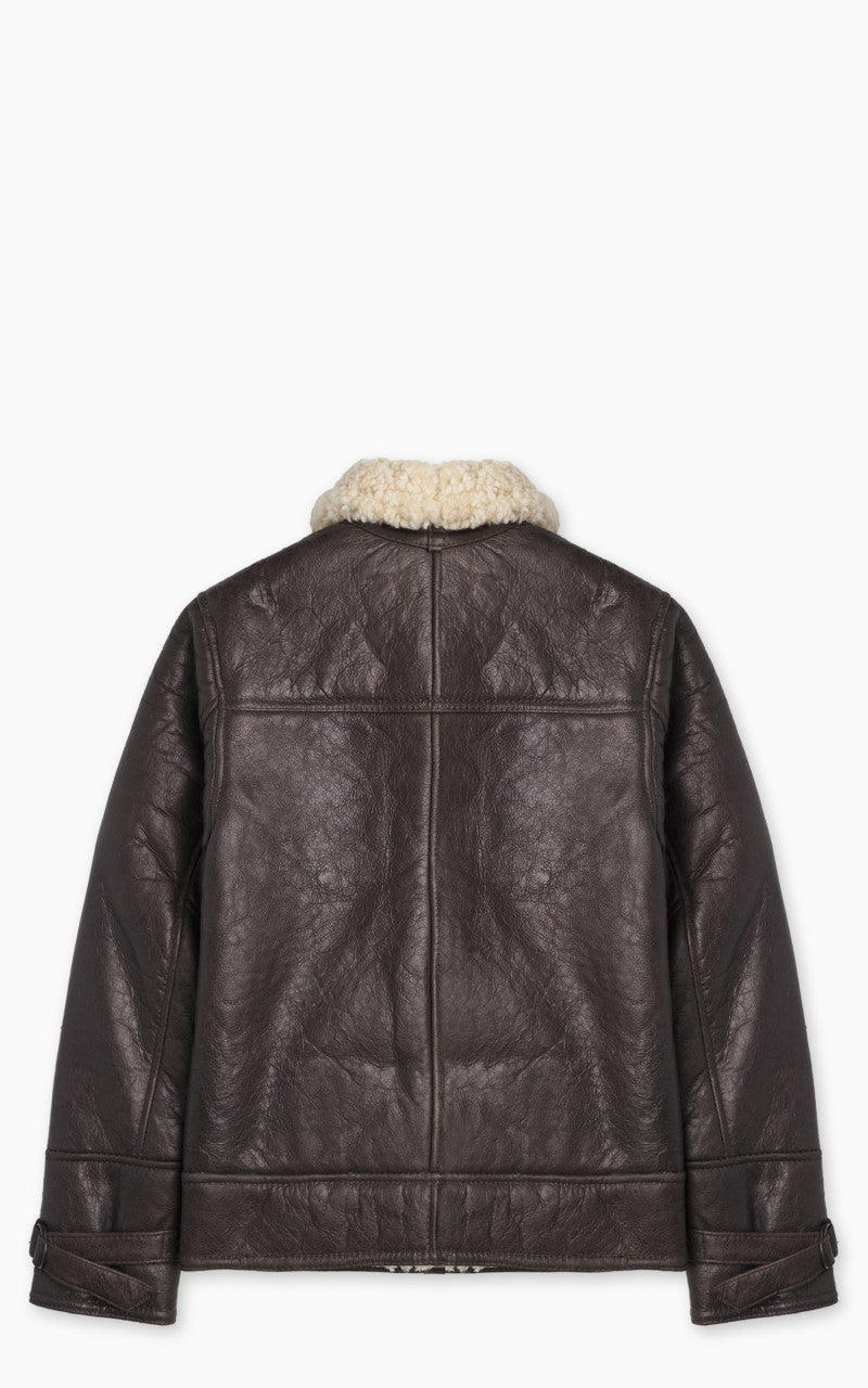 Military Surplus US Navy Shearling Bomber Leather Jacket Brown