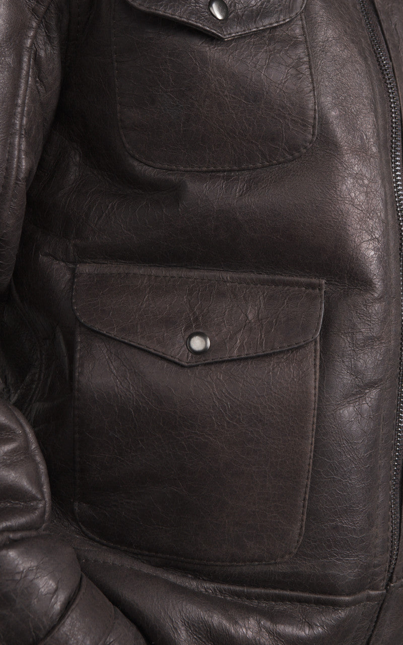 Military Surplus US Navy Shearling Bomber Leather Jacket Brown